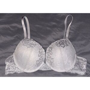 White Lace Full Figure Padded Push-up Underwire Bra, Size 38A